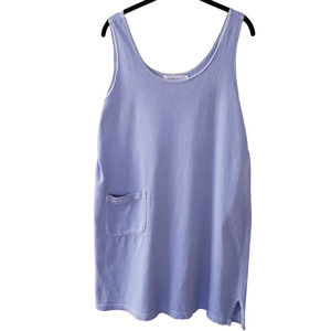 Fresh Produce 100% Cotton Distressed 1-Pocket Tank Dress/Cover Up, Purple, Sz M